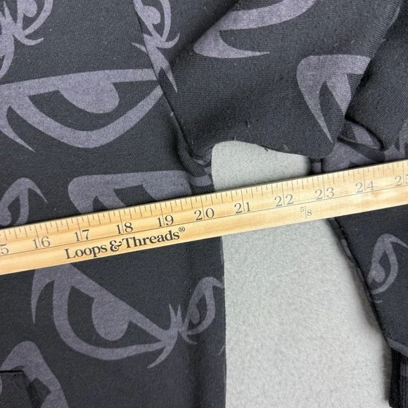 Y2K Vintage No Fear All Over Print Hoodie Mens Medium Skater Grunge Emo Black - Picture 6 of 6